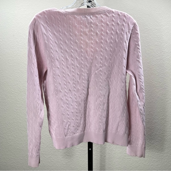 Vintage Pink Cable Knit Sweater 90s Charter Club Knitted V Neck Blouse Crewneck - Picture 3 of 17